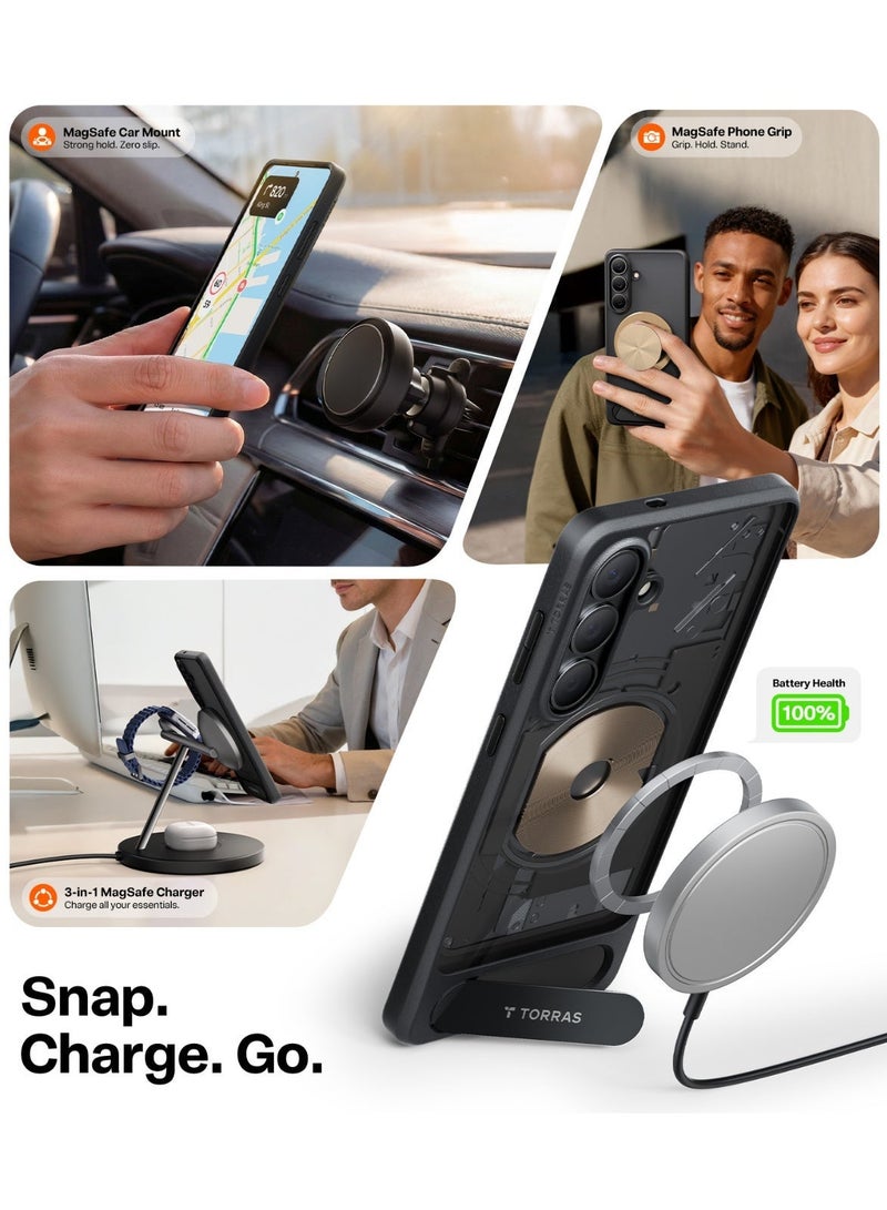 TORRAS Pstand (Ostand L1) Series Case for Samsung Galaxy S26, Strong Magnetic & Seamless Stand, Fit for MagSafe, Mil-Grade Drop Protection, Adjustable Kickstand Case with Stand, Translucent Back, Black - Image 4