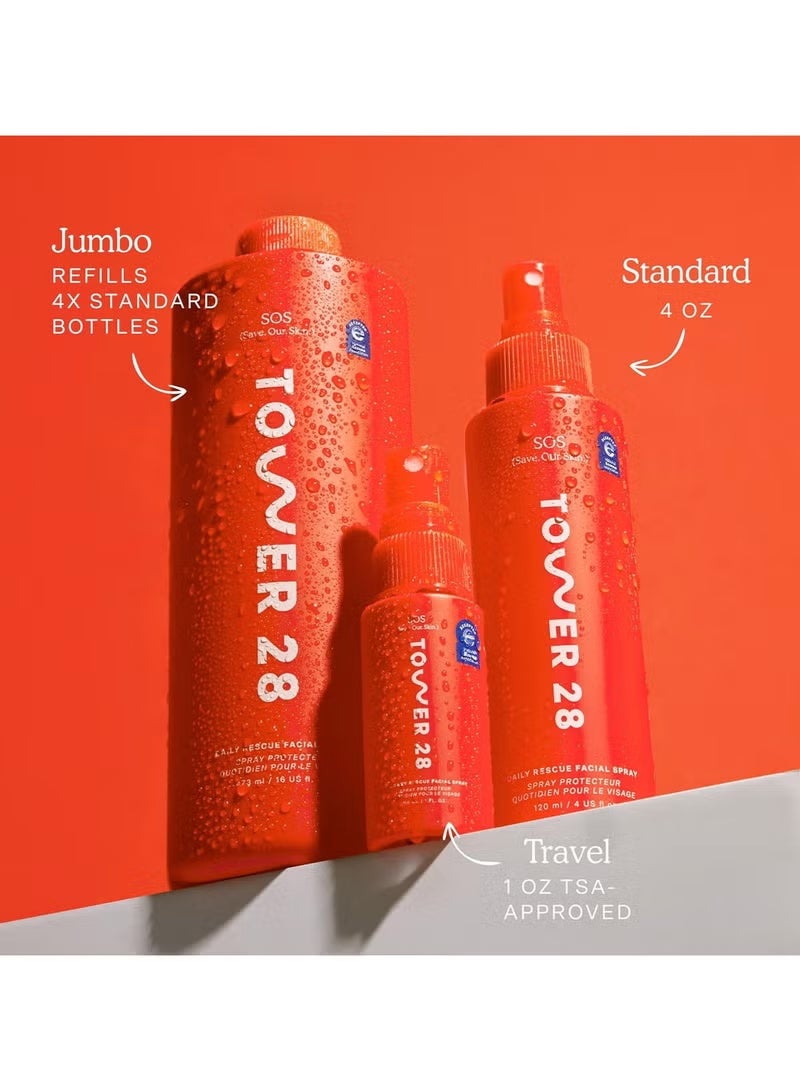TOWER 28 SOS Daily Rescue Facial Spray for Sensitive Skin, Hypochlorous Acid Spray Helps Reduce Redness and Breakouts, Full Size Toner for Face, 4 FL Oz - Image 4