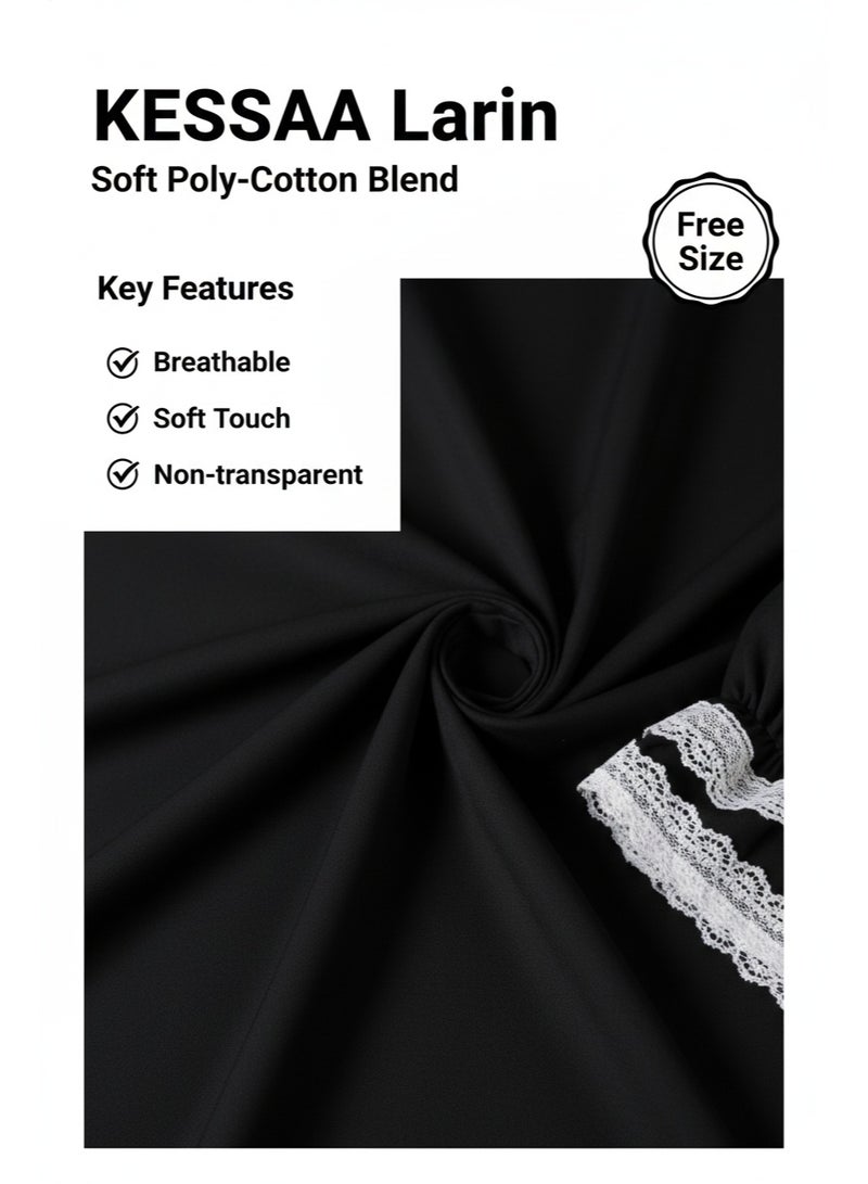 KESSAA Larin Women’s Premium Prayer Isdal – Luxury Silk-Cotton Full-Coverage Salah Dress with Integrated Head Scarf | Lightweight, Breathable, Modest Wear for Home, Travel & Mosque – Black - Image 4