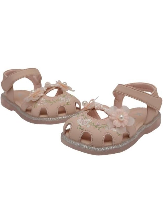 لاكي كيدز صنادل مسطحة للبنات الصغيرات/الأطفال الصغار بنقشة زهور صيفية مغلقة من الأمام - Image 5