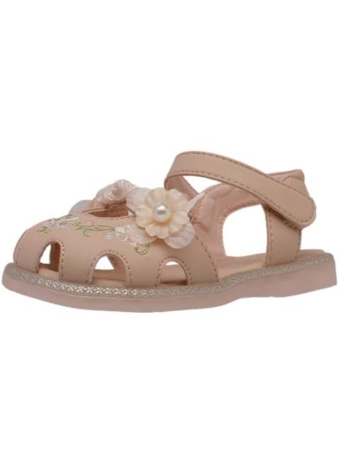 لاكي كيدز صنادل مسطحة للبنات الصغيرات/الأطفال الصغار بنقشة زهور صيفية مغلقة من الأمام - Image 2
