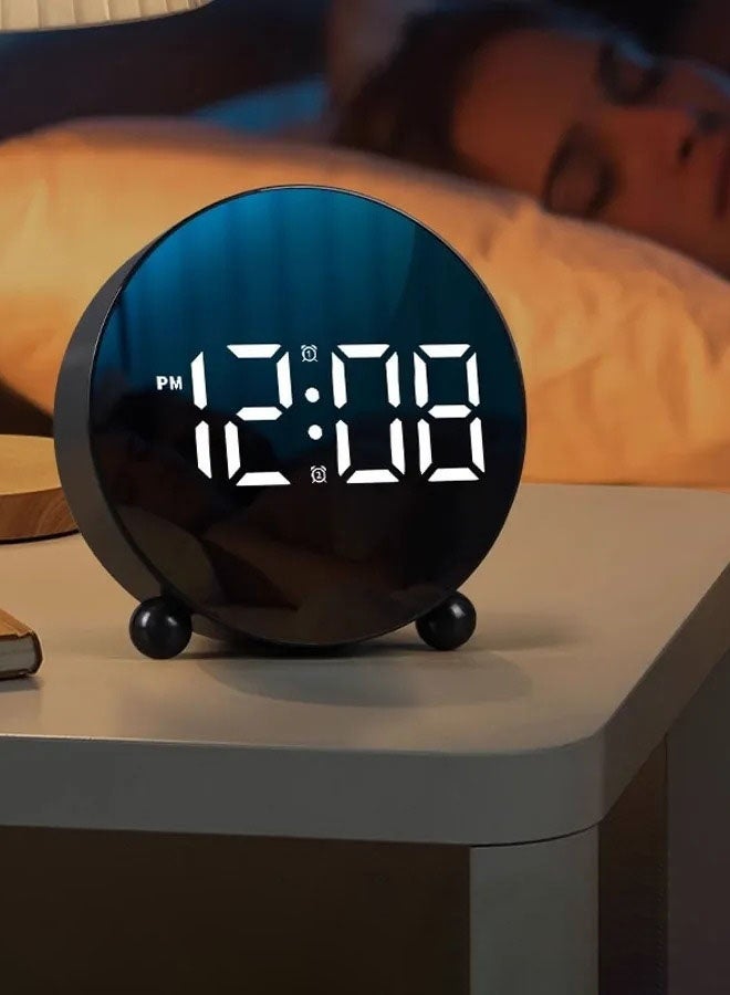 Hanayo Digital Alarm Clock Rechargeable Alarm Clock LED Night Mode Electronic Watch Large Time Home Decor Table Clock with Adjustable Brightness for Home Living Room Dorm(Black) - Image 2