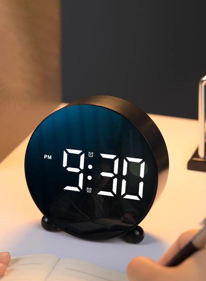 Hanayo Digital Alarm Clock Rechargeable Alarm Clock LED Night Mode Electronic Watch Large Time Home Decor Table Clock with Adjustable Brightness for Home Living Room Dorm(Black) - Image 3