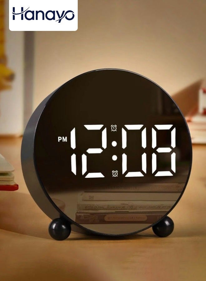 Hanayo Digital Alarm Clock Rechargeable Alarm Clock LED Night Mode Electronic Watch Large Time Home Decor Table Clock with Adjustable Brightness for Home Living Room Dorm(Black) - Image 1