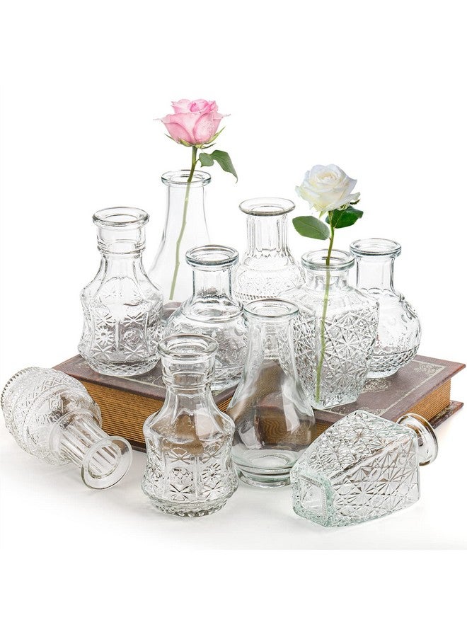 DEAYOU 10Pack Clear Glass Bud Vases Small Flower Vase For Centerpiece Tiny Vases For Flowers Mini Floral Bottle Short Vase For Decor Tea Party Table Plants Home Wedding Gift Assorted Shape - Image 4