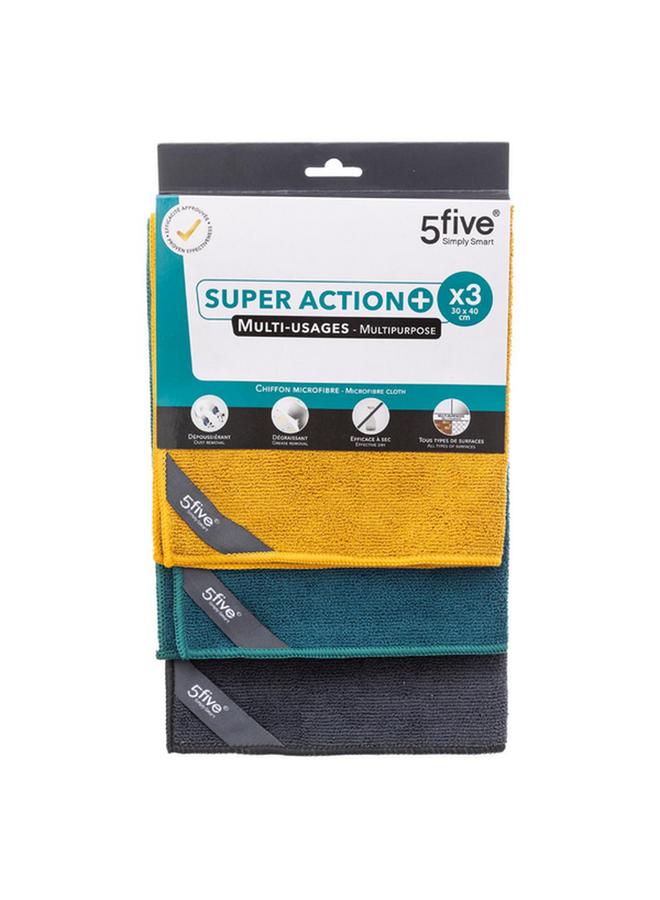 Five Simply Smart 3-Piece Super Action Multipurpose Chiffon Microfiber Cloth Set Multicolor 30 x 40cm 164764 - Image 1