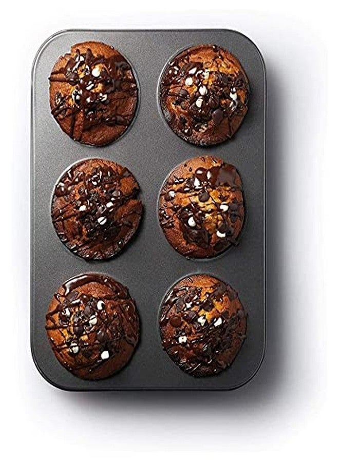 Decorcrafts 6 Slot Aluminium Tray Cup Muffin Pan Tins Mould for Baking Cupcake Mould Non-Stick Bakeware Reusable Tray Pan Mould for Deserts, Pastries and Cookies Non-Stick (Black) - Image 3