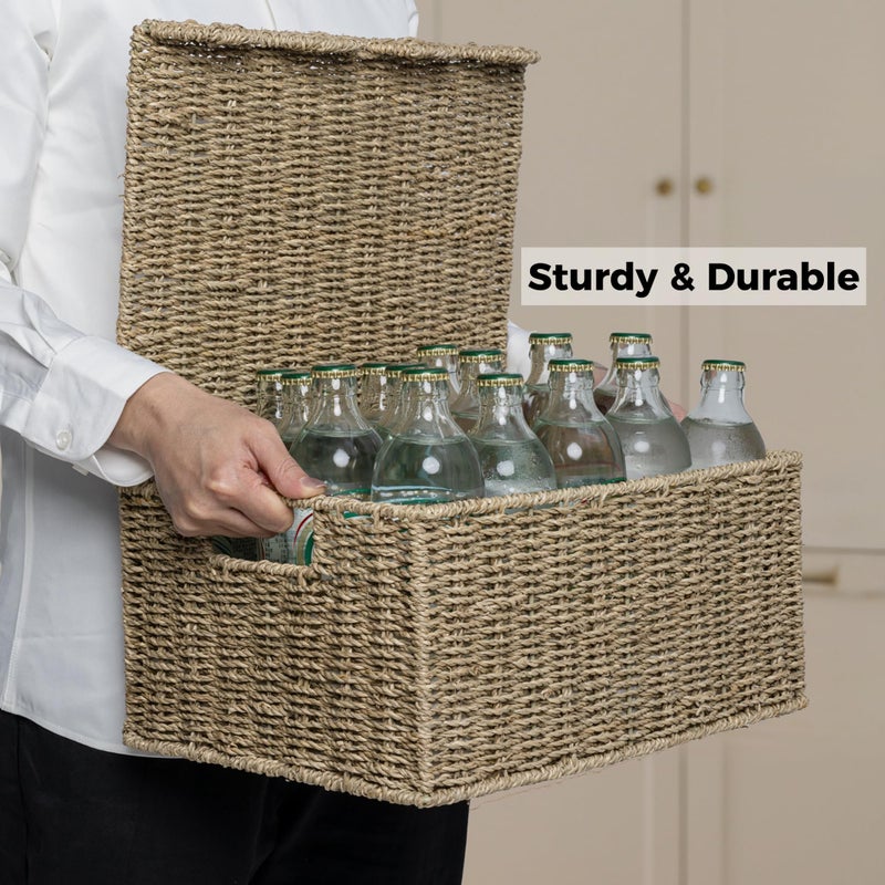 StorageWorks Scalloped Edge Wicker Basket, Seagrass Storage Baskets for Living Room, Bedroom, 15" L x 11 Â¼" W x 7" H - Image 5