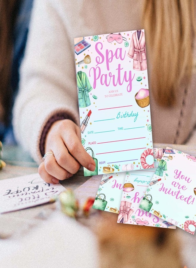 TIRYWT Spa Theme Birthday Invitations, 20pcs Fill-In Style Birthday Party Invites with Envelopes For Boys Girls, Birthday Party Decorations Supplies (4"x6") -B08 - Image 5