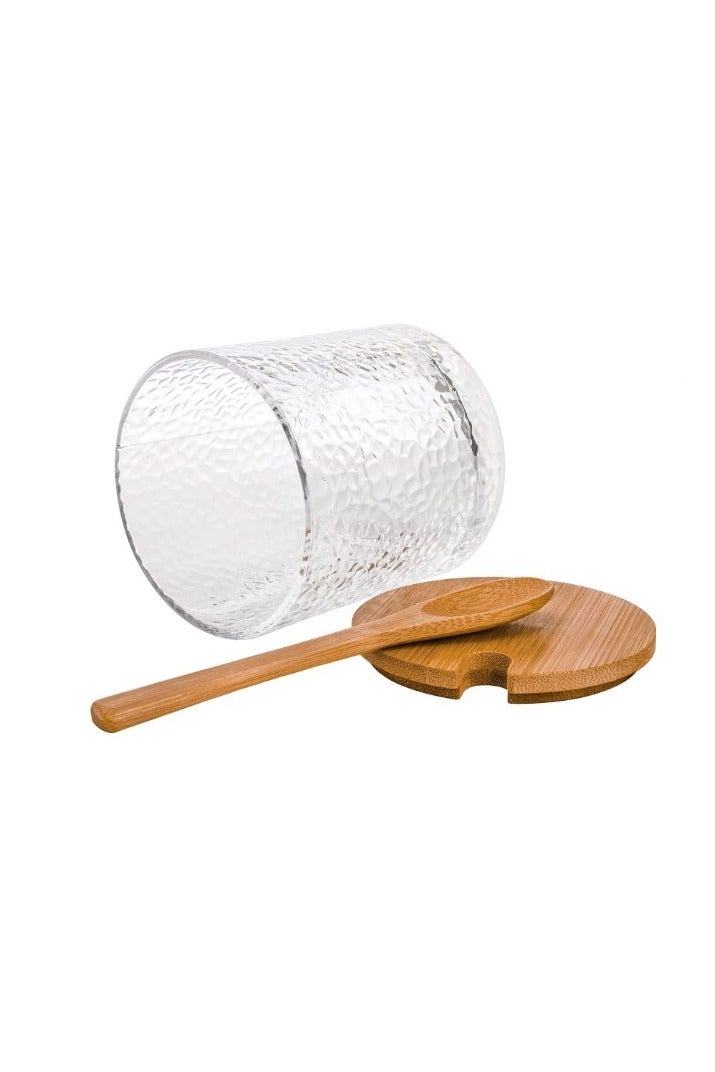 Set of 3 Glass Seasoning Containers with Bamboo Lids & Spoons – 300ml Salt Sugar Spice Jars with Wooden Tray – Kitchen Countertop Condiment Jars for Coffee Bar, Home & Cooking Use.  - Image 3
