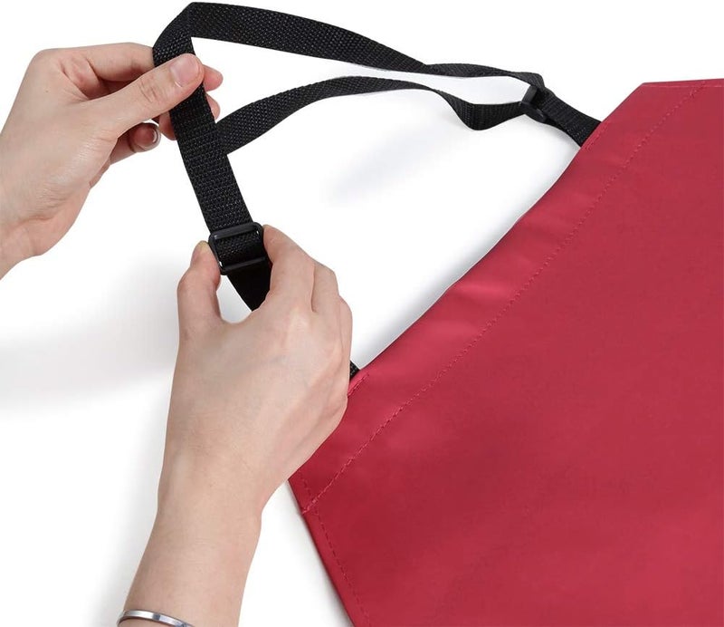 VWELL Store Waterproof Rubber Vinyl Apron for Women - Chemical Resistant Work Cloth with 2 Pockets - Adjustable Bib Butcher Apron - Best for DishWashing, Lab Work, Dog Grooming, Cleaning Fish (Red) - Image 4