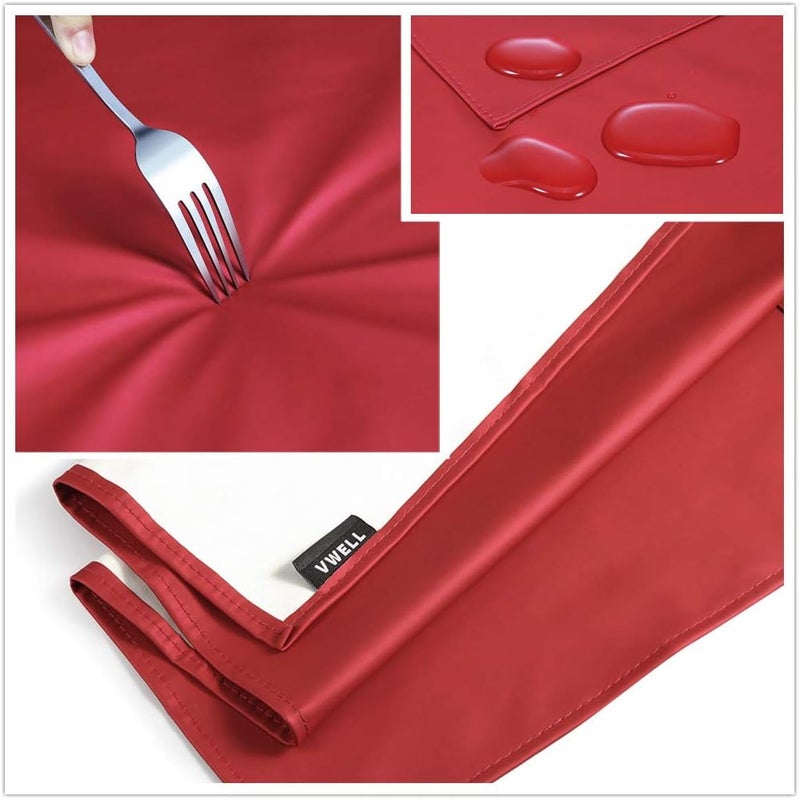 VWELL Store Waterproof Rubber Vinyl Apron for Women - Chemical Resistant Work Cloth with 2 Pockets - Adjustable Bib Butcher Apron - Best for DishWashing, Lab Work, Dog Grooming, Cleaning Fish (Red) - Image 2