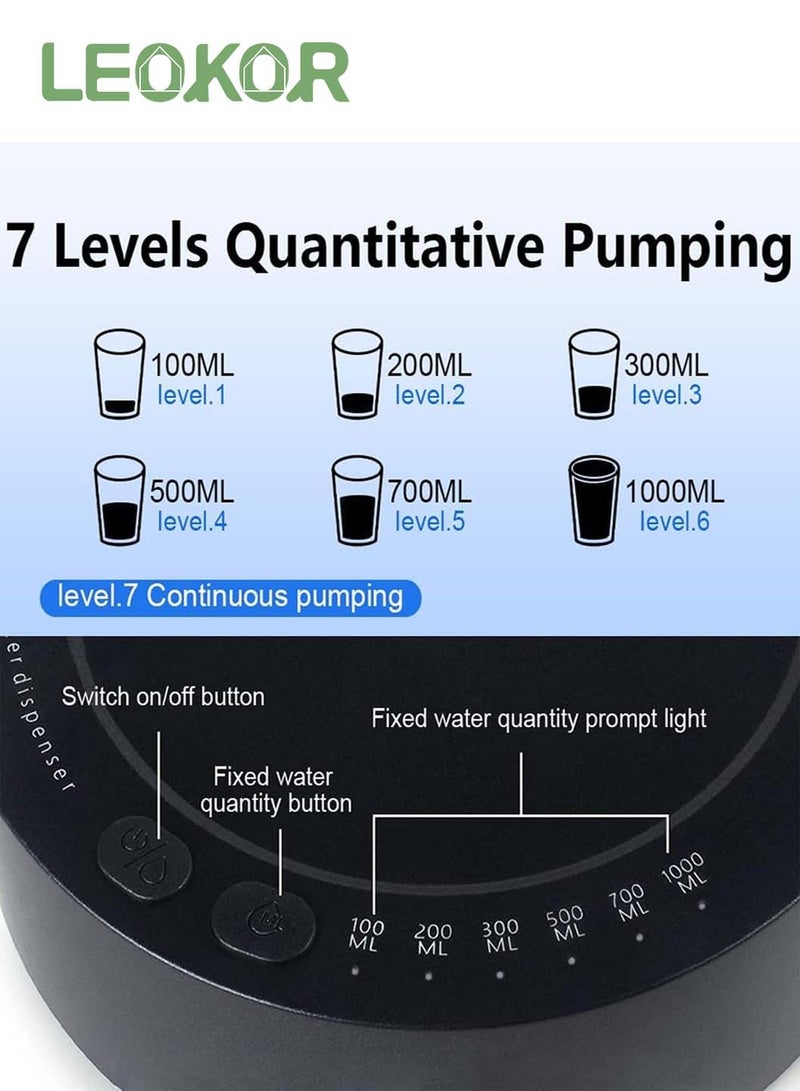 ليوكور موزع زجاجة مياه على سطح المكتب، مضخة مياه كهربائية محمولة على سطح الطاولة لزجاجات مياه سعة 5-19 لتر، موزع إبريق مياه أوتوماتيكي لشحن USB بجانب السرير، المنزل، المكتب، في الهواء الطلق - Image 2