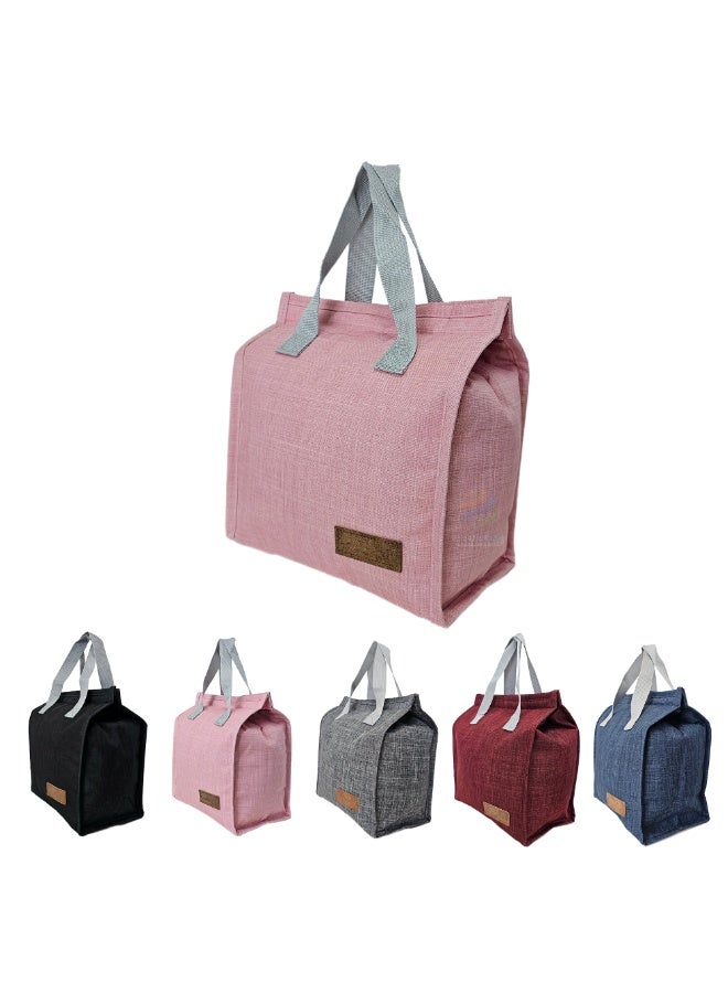Insulated Lunch Tote Bag – Reusable Cooler Bag with Leakproof Interior, Large Capacity, Thermal Food Storage for Office, School, Picnic and Travel (Pink) - Image 1