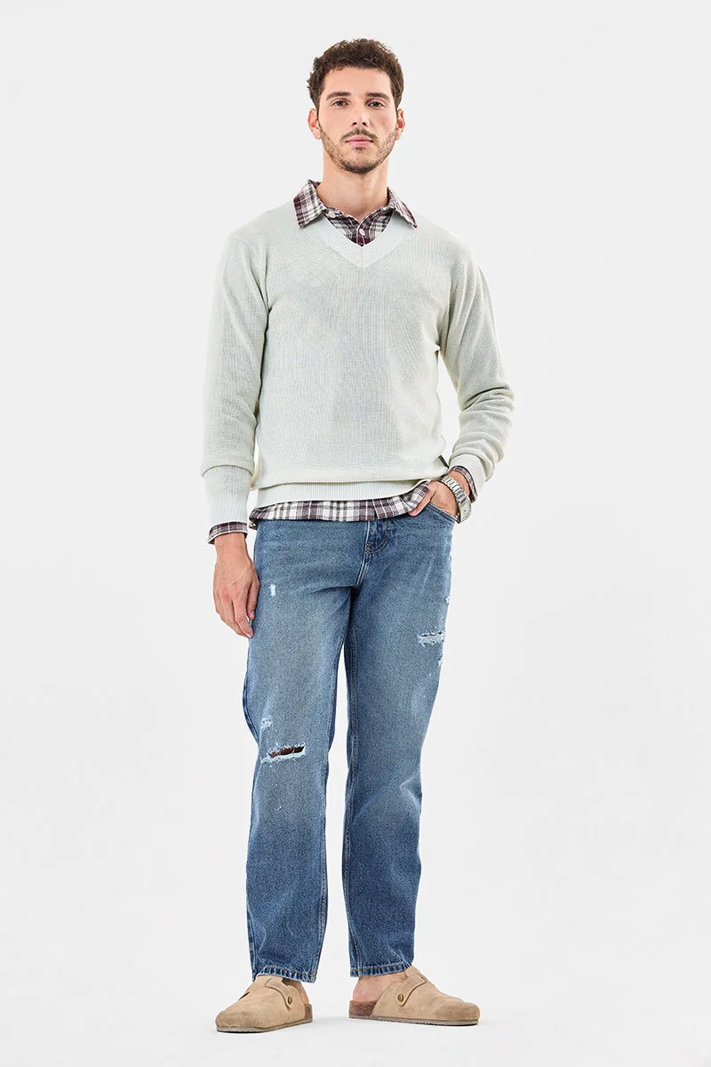 Snitch Blue Relaxed Fit Distressed Jeans for Men | Best Price UAE