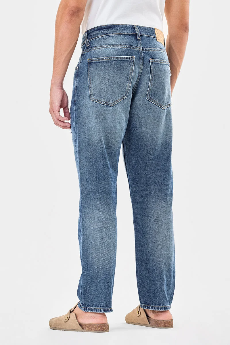 Snitch Blue Relaxed Fit Distressed Jeans for Men | Best Price UAE