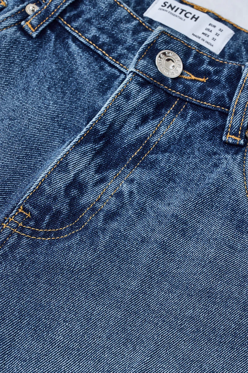 Snitch Blue Relaxed Fit Distressed Jeans for Men | Best Price UAE