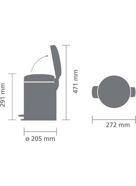 brabantia Newicon Fpp Mat Steel Pedal Waste Bin 5 lt  - Image 3