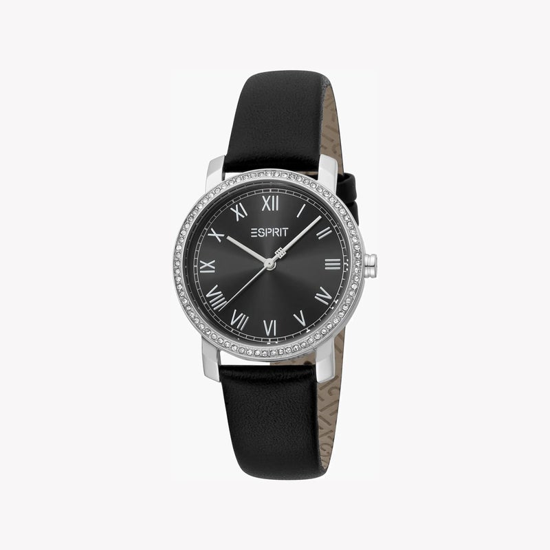 ESPRIT Women's Black Leather Watch, Black Dial|ES1L282L0015 - Image 2