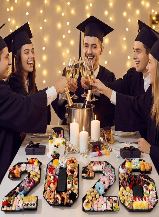 Tellingyou 4 Pcs 13.7" 2026 Charcuterie Numbers Fillable Graduation Disposable Mache Box Chocolate Candy Tray Grad Container Decoration(Black,2026) - Image 5