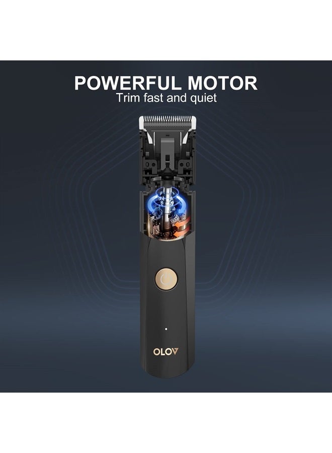 Electric Body Hair Trimmer for Men - Wet/Dry Body Shaver Groomer with 2 Repalcement Ceramic Blade, USB Recharge Dock & Nosetrimmer Head, Waterproof Male Hygiene Razor