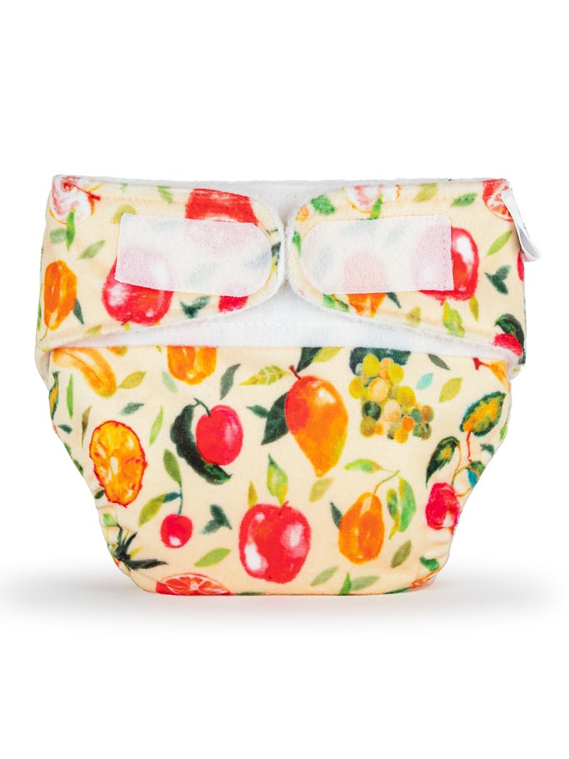 SuperBottoms Newborn UNO Pack of 2 (1 Shell+1 Insert) - Washable & Reusable waterproof Adjustable cloth diaper for babies-diaper with Prefold style Pad (Fruit Burst) - Image 2