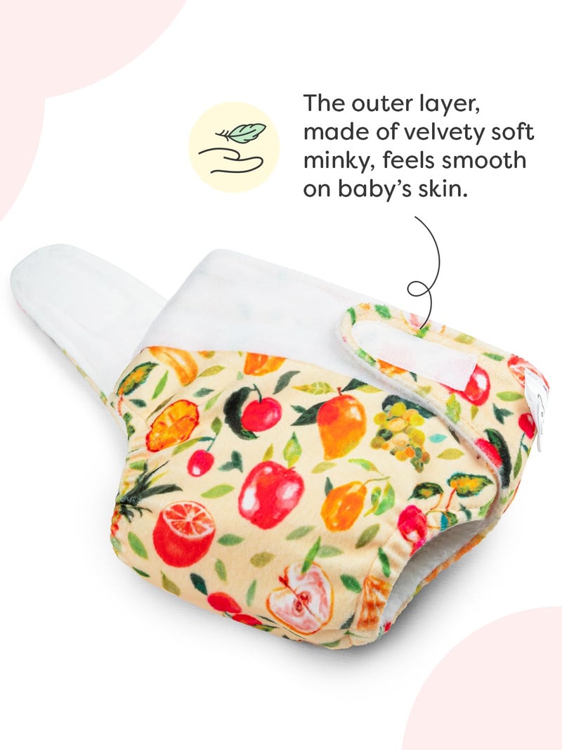 SuperBottoms Newborn UNO Pack of 2 (1 Shell+1 Insert) - Washable & Reusable waterproof Adjustable cloth diaper for babies-diaper with Prefold style Pad (Fruit Burst) - Image 4