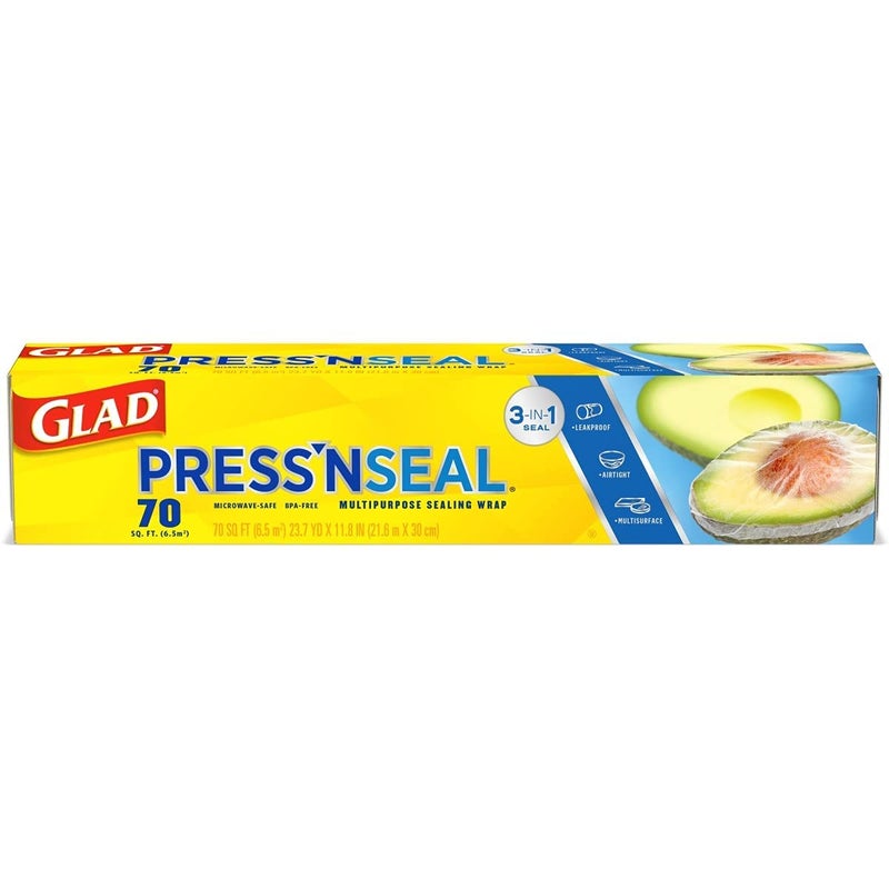 Glad Press'n Seal Food Plastic Wrap, Bulk Food Storage Wrap, Plastic Food Wrap, 70 Square Foot Roll, (Pack of 12) - 70441 - Image 1
