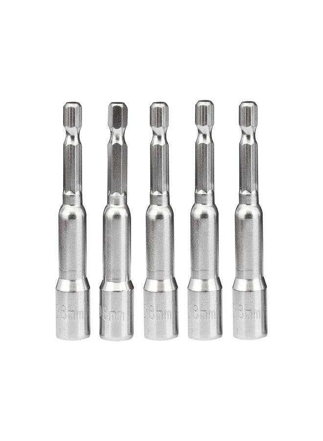 RKGD 8mm Magnetic Nut Setter Bit Set – 1/4” Hex Shank, 65mm Long, CR-V Steel | Power Drill Socket Adapter for Impact Driver & Screwdriver (Pack of 5) - Image 1