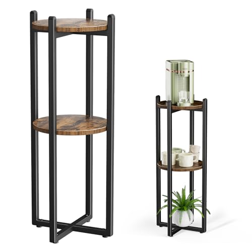 Housolution 3 Tier Water Dispenser Floor Stand, Water Jug Stand for 1-5 Gallon Water Bottles/Water Crocks, Water Stand Plant Stand Corner Shelf Stand for Small Spaces Kitchen Living Room, Rustic Brown - Image 1