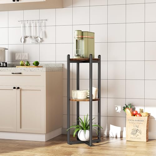 Housolution 3 Tier Water Dispenser Floor Stand, Water Jug Stand for 1-5 Gallon Water Bottles/Water Crocks, Water Stand Plant Stand Corner Shelf Stand for Small Spaces Kitchen Living Room, Rustic Brown - Image 3