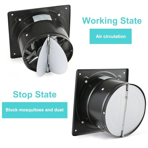 MEKOTRIN 6 Inch Exhaust Fan, Kitchen Exhaust Fan With Switch 60Hz 7 Blades Iron, 350 CFM Window Exhaust Fan, Small Wall Mounted Ventilation Fan for Attic, Greenhouse, Bathroom, Basement(Black, 40W) - Image 4