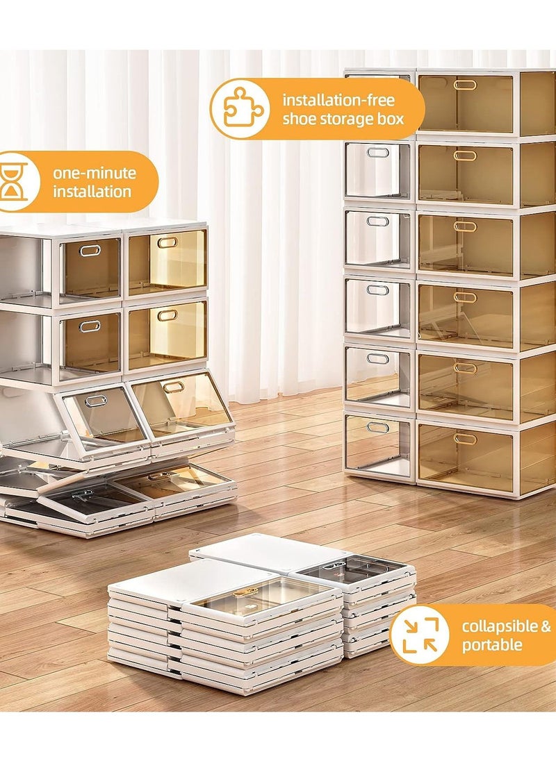 BLOOMING TIME - Folding Shoe Box Installation-Free Shoe Storage Magnetic Opening Design Large Space for Sneakers Display 4 Layers-2 Packs - Image 1