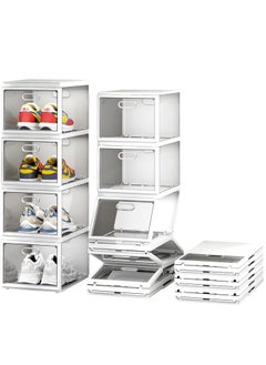 Folding Shoe Box Installation-Free Shoe Storage Magnetic Opening Design Large Space for Sneakers Display 4 Layers-2 Packs