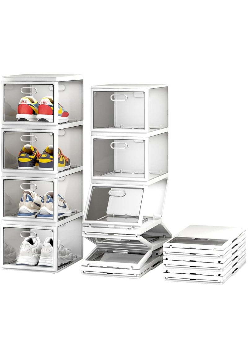 BLOOMING TIME - Folding Shoe Box Installation-Free Shoe Storage Magnetic Opening Design Large Space for Sneakers Display 4 Layers-2 Packs - Image 1