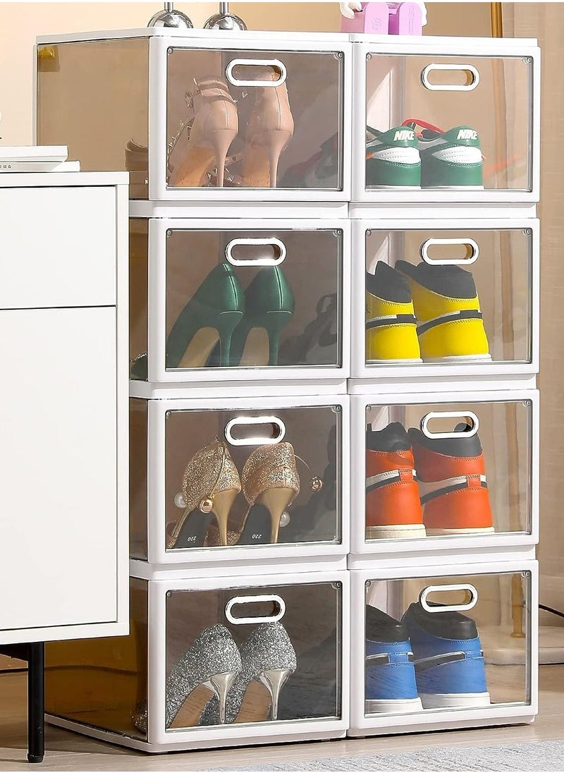 BLOOMING TIME - Folding Shoe Box Installation-Free Shoe Storage Magnetic Opening Design Large Space for Sneakers Display 4 Layers-2 Packs - Image 1