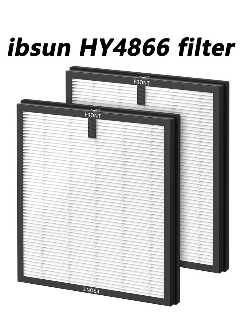 ibsun H13 True HEPA Air Filter HY4866 for Dust Pet Dander Pollen Standard Version 2 Pack Bedroom Office Home Use - Image 1