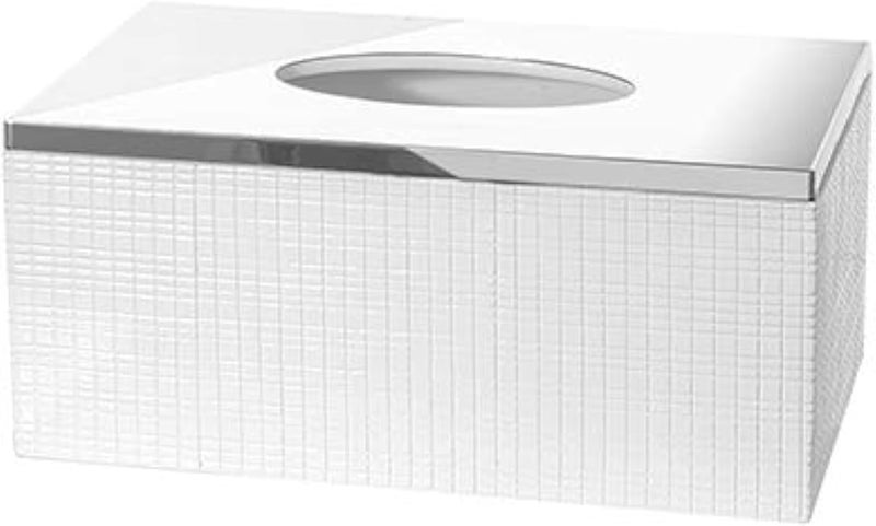 Creative Scents Estella Rectangle Tissue Box Cover - White Tissue Box Holder Rectangular - Decorative Tissue Holder for Bathroom - Elegant White Bathroom Accessories Decor - Image 1