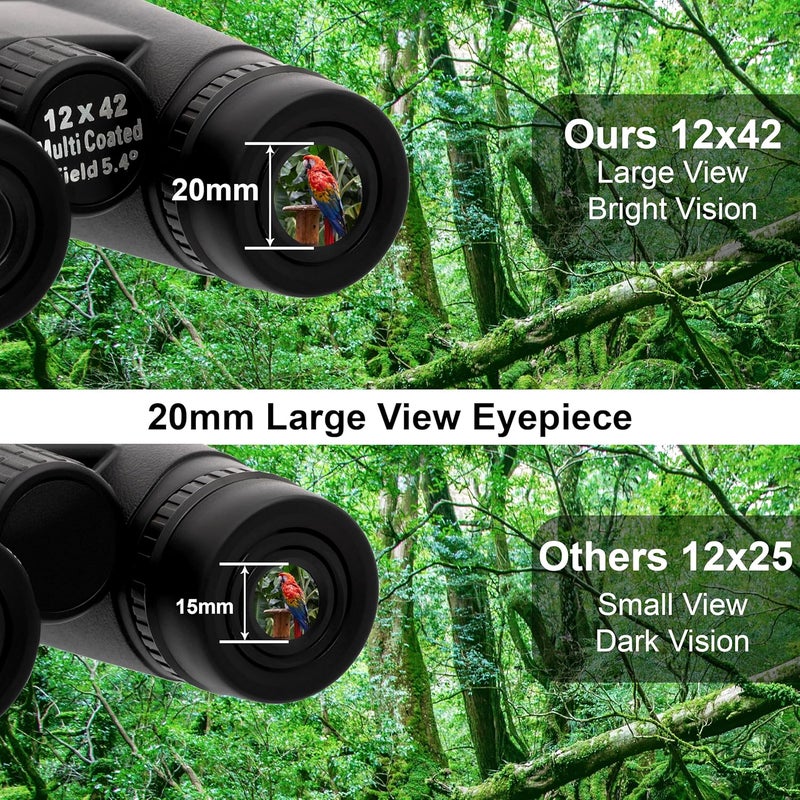 GHIME Binoculars for Long Distance, Ultra HD Binoculars for Bird Watching, Safari, Trekking with Phone Adapter and Storage Bag, 12x42 Zoom, Bright BAK 4 Glass, Range 2000 Meter (6 Months Warranty) - Image 3