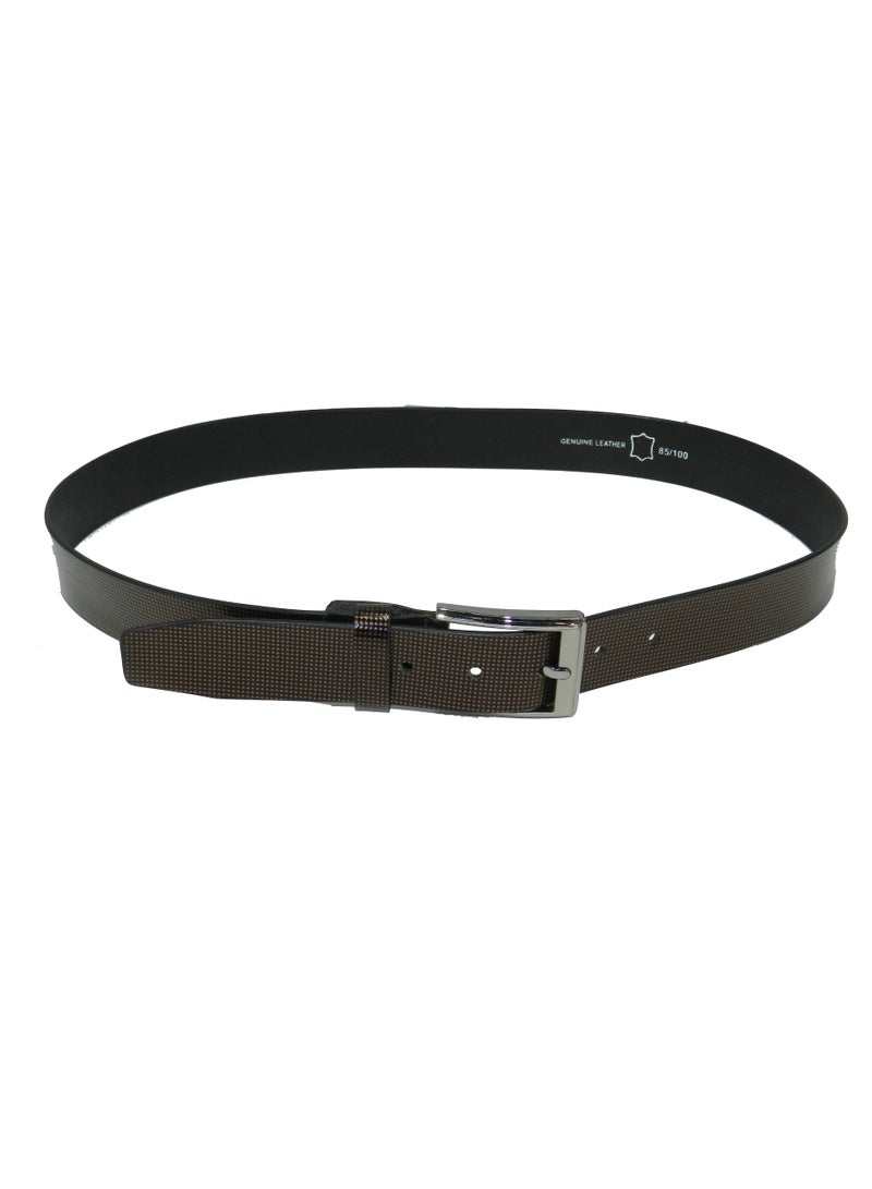 LAVERI LEATHER حزام جلد طبيعي بني رسمي وكاجوال للرجال مقاس 35 مم - Image 3