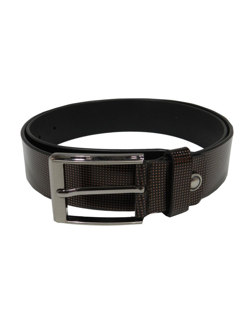 LAVERI LEATHER حزام جلد طبيعي بني رسمي وكاجوال للرجال مقاس 35 مم - Image 1