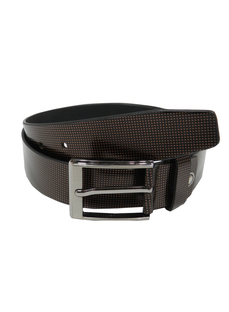 LAVERI LEATHER حزام جلد طبيعي بني رسمي وكاجوال للرجال مقاس 35 مم - Image 4