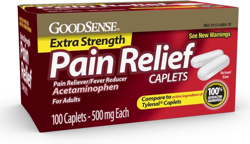 GoodSense Extra Strength Pain Relief  Acetaminophen Caplets 500 mg  Headache Muscle Ache Arthritis Relief 100 Count - Image 1