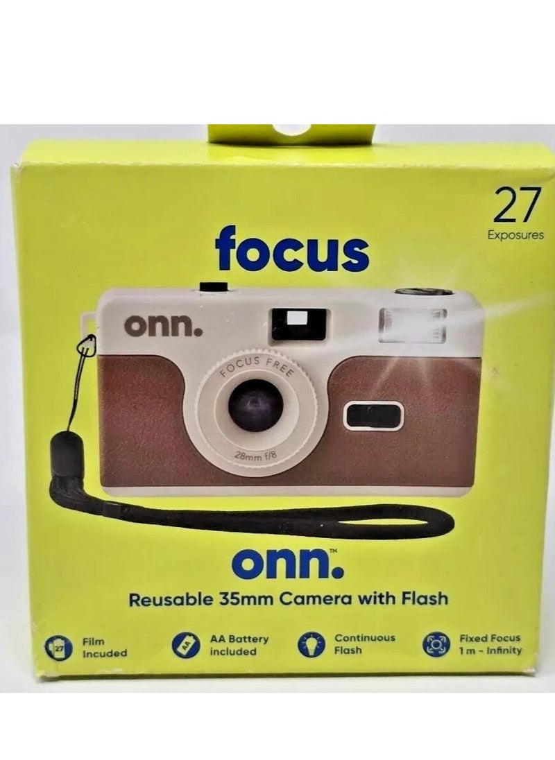 ONN 35MM Reuseable Camera with Flash - Brown Color  - Image 2