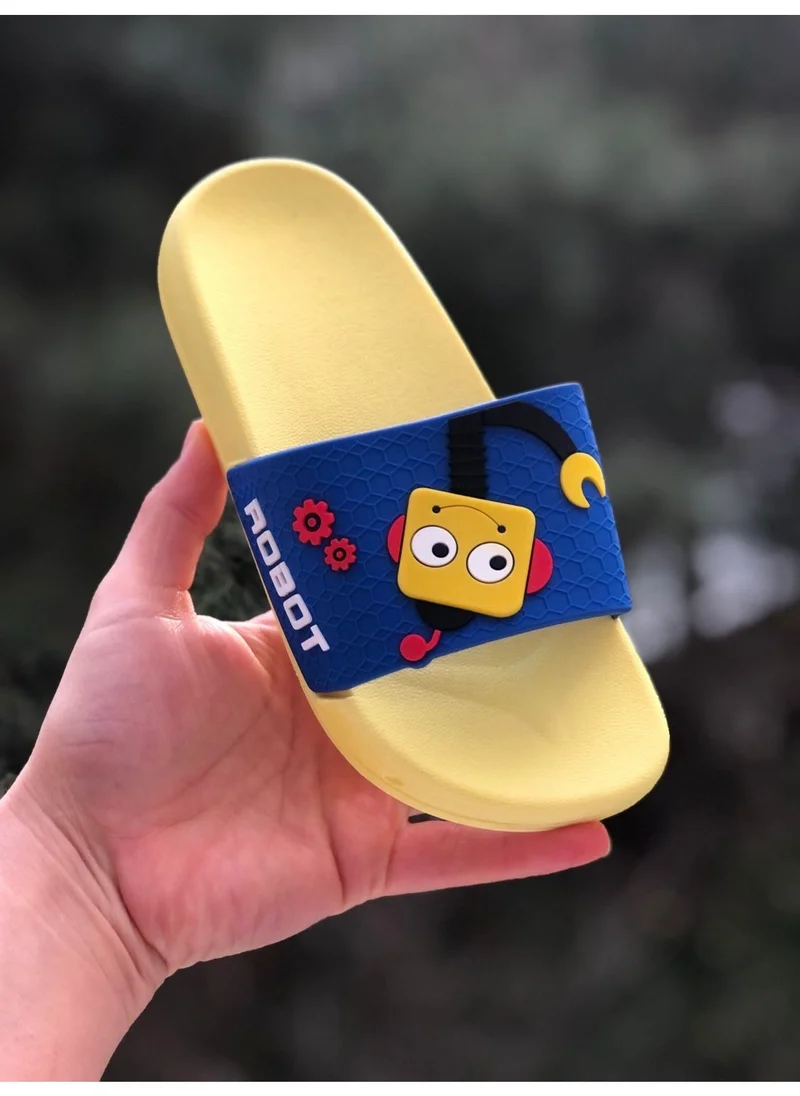 MyChild Robot Figured Children's Slippers, Non-Slip Sole Children's Slippers, Garden Sea Pool Slippers