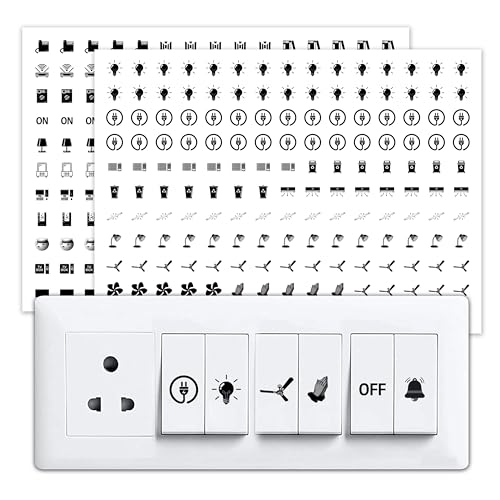 True Flair Trueflair Stickers for Switch Board for Home Wall Switches, Contain All Common Switch Stickers (Transparent Black & White - 2) - Image 1