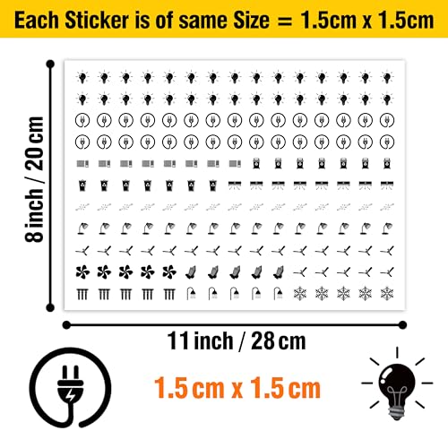 True Flair Trueflair Stickers for Switch Board for Home Wall Switches, Contain All Common Switch Stickers (Transparent Black & White - 2) - Image 4