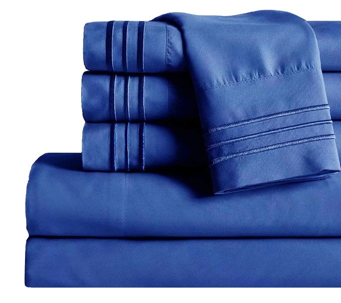 QUEEN SHEET SET LUXURY HOTEL 1800 PREMIER BEDDING SHEETS PILLOWCASES ULTRA SOFT BREATHABLE COOLING BED SHEET SET WRINKLE RESISTANT 6 PIECE SET QUEEN IMPERIAL BLUE