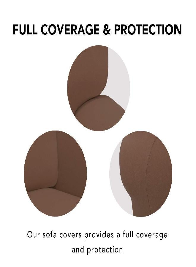 PureFit Super Stretch Sofa Slipcover - Spandex Non Slip Soft Couch Sofa Cover, Washable Furniture Protector with Non Skid Foam and Elastic Bottom for Kids, Pets （Sofa, Brown） - Image 3