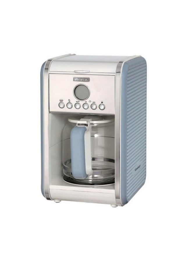 أريتي 2000W Vintage American Drip Coffee Machine Silver and Blue 2.1 Liter 00M134205ARAS 2.1 L 2000 W 00M134205ARAS Silver and Blue - Image 1